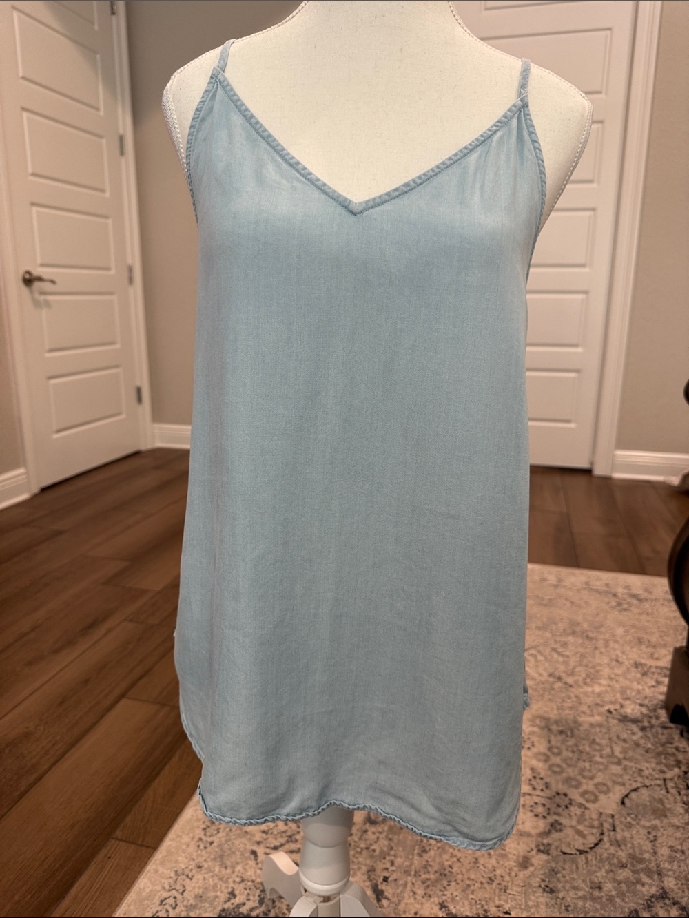 LOFT Pale Blue chambray lyocell  Spaghetti Strap Cami